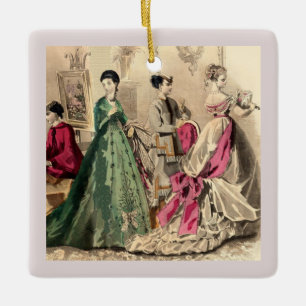 Ornement En Céramique Robe victorienne avec nœud rose
