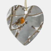 Ornement En Céramique Robin dans la neige (Droite)