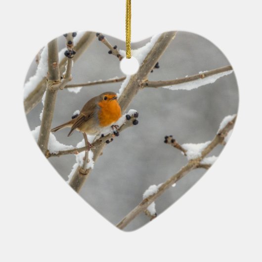 Ornement En Céramique Robin dans la neige (Dos)