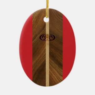 Ornement En Céramique Rocky Point Hawaiian Faux Wood Surboard