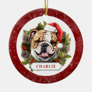 Ornement en céramique rond Bulldog anglais