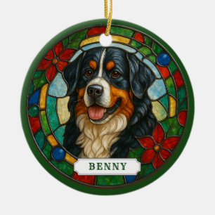 Ornement en céramique rond Chien de montagne berno