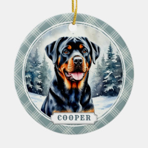 Ornement en céramique rond Rottweiler