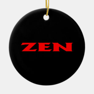 Ornement en céramique ronde noire rouge zen