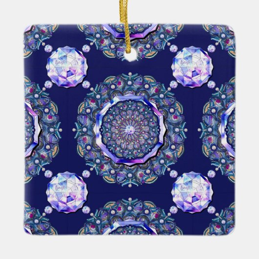 Ornement En Céramique rosace bleue (Devant)