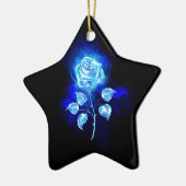 Ornement En Céramique Rose bleu brûlant (Gauche)