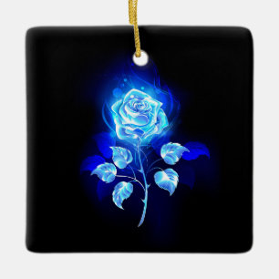 Ornement En Céramique Rose bleu brûlant