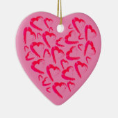Ornement en céramique rose Coeurs rouges (Droite)