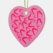 Ornement en céramique rose Coeurs rouges (Gauche)