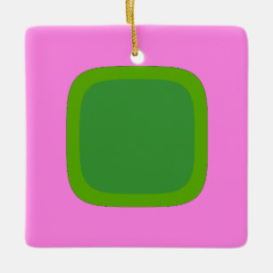 Ornement En Céramique Rose et vert 1105 - Art de style rétro groovy
