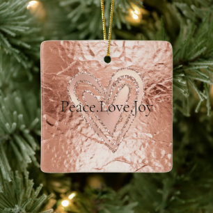 Ornement En Céramique Rose Gold Parties scintillant Coeur Paix Amour Joi