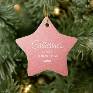Ornement En Céramique Rose Gold Personnalisé Première étoile de Noël