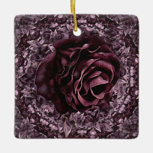 Ornement En Céramique Rose Mandala (Devant)