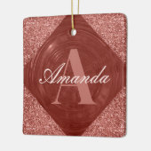 Ornement En Céramique Rose moderne Parties scintillant or Girl Monogramm (Gauche)