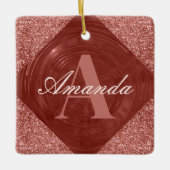 Ornement En Céramique Rose moderne Parties scintillant or Girl Monogramm (Devant)