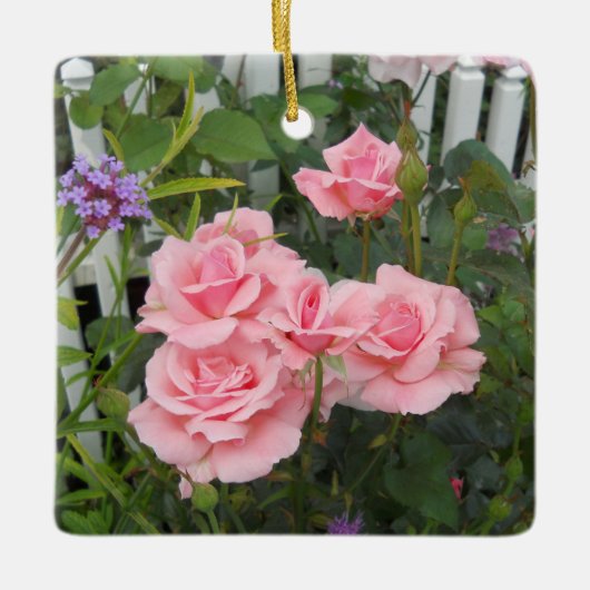 Ornement en céramique rose Roses (Devant)