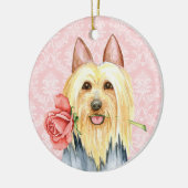 Ornement en céramique Rose Silky Terrier (Gauche)