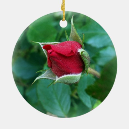 Ornement En Céramique rosebud rouge (Dos)