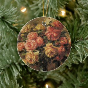 Ornement En Céramique Roses dans un vase par Pierre Renoir, Beaux-arts a