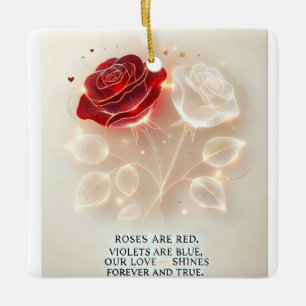 Ornement En Céramique Roses de lumière et d'amour