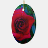 Ornement En Céramique Roses rouges aux tons bleus (Gauche)