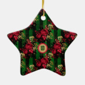 Ornement En Céramique Roses rouges gothiques et rayures avec initiale (Dos)