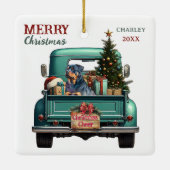 Ornement En Céramique Rottweiler Dog Retro Truck Christmas (Dos)