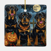 Ornement En Céramique Rottweiler Halloween Éffrayant (Dos)
