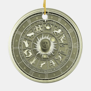 Ornement En Céramique Roue de zodiac à menthe