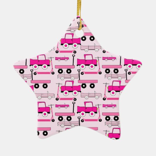 Ornement En Céramique Roues roses chaudes Voitures anciennes Camions Sco (Dos)