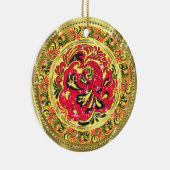 Ornement En Céramique Rouge Abstrait Phoenix Bird-Gold & Sparkles (Droite)