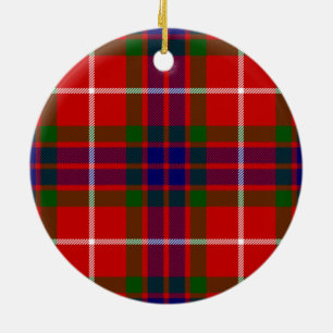 Ornement En Céramique Rouge bleu et vert Clan Fraser Tartan