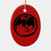 Ornement en céramique rouge Dragon noir (Devant)