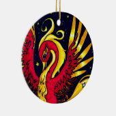 Ornement En Céramique Rouge et or pilotant Phoenix (Droite)