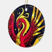 Ornement En Céramique Rouge et or pilotant Phoenix (Gauche)