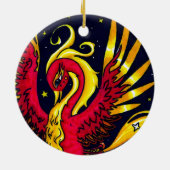 Ornement En Céramique Rouge et or pilotant Phoenix (Dos)