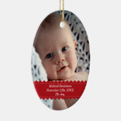 Ornement En Céramique Rouge ruban personnalisé photo bébé enfant statist (Droite)