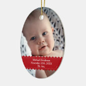 Ornement En Céramique Rouge ruban personnalisé photo bébé enfant statist (Gauche)