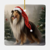 Ornement En Céramique Rough Collie Chien dans la neige Noël (Dos)