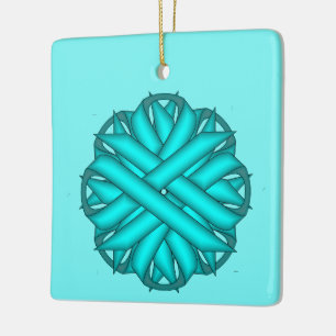 Ornement En Céramique Ruban bleu/Turquoise de fleurs de K Yoncich