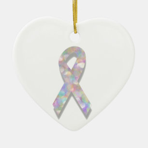 Ornement En Céramique ruban de cancer du poumon perlé