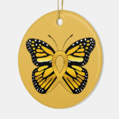 Ornement En Céramique Ruban de conscience de papillon de Cancer (Gauche)