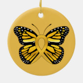 Ornement En Céramique Ruban de conscience de papillon de Cancer (Dos)