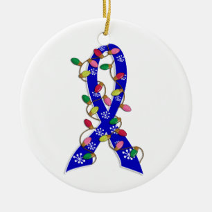 Ornement En Céramique Ruban de lumières de Noël de cancer du colon