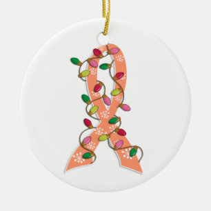 Ornement En Céramique Ruban de lumières de Noël de cancer du corps