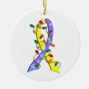 Ornement En Céramique Ruban de lumières de Noël de syndrome de Down