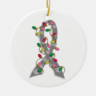 Ornement En Céramique Ruban de lumières de Noël de tumeur cérébrale
