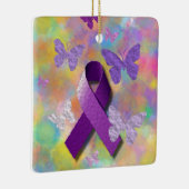 Ornement En Céramique Ruban pourpre de conscience avec des papillons (Droite)