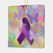 Ornement En Céramique Ruban pourpre de conscience avec des papillons (Gauche)