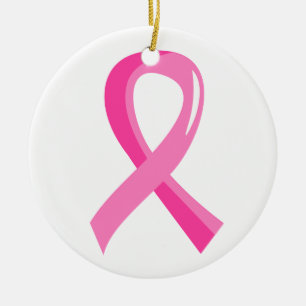 Ornement En Céramique Ruban rose 3 de cancer du sein